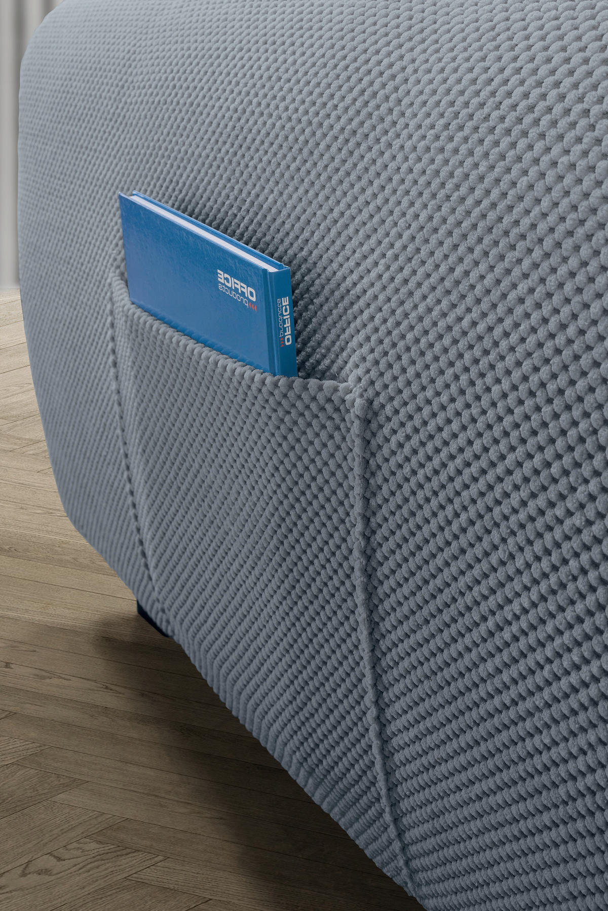 ECKSOFA Blaugrau Plüsch  - Blaugrau/Schwarz, KONVENTIONELL, Kunststoff/Textil (249/175cm) - Carryhome