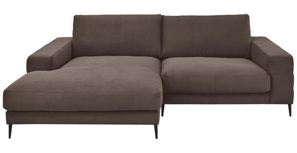 ECKSOFA Badia Base in Feincord Braun  177/253 cm  - Schwarz/Braun, Design, Textil/Metall (177/253cm) - Dieter Knoll