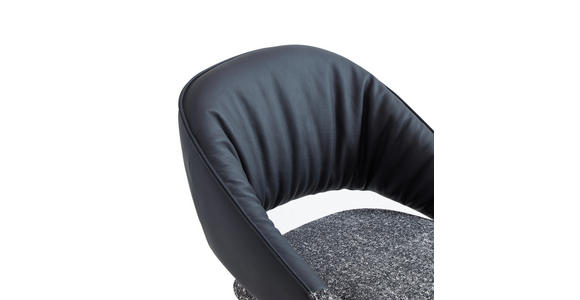 ARMLEHNSTUHL  Sitzfläche 360° drehbar, automatische Rückholfunktion Webstoff Echtleder  - Schwarz, Design, Leder/Textil (61/81/66cm) - Dieter Knoll