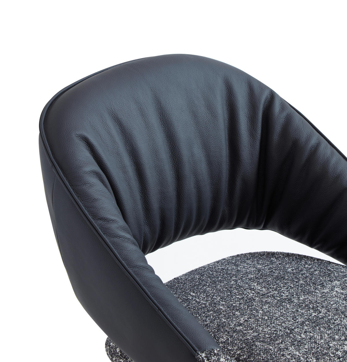 ARMLEHNSTUHL  Sitzfläche 360° drehbar, automatische Rückholfunktion Webstoff Echtleder  - Schwarz, Design, Leder/Textil (61/81/66cm) - Dieter Knoll