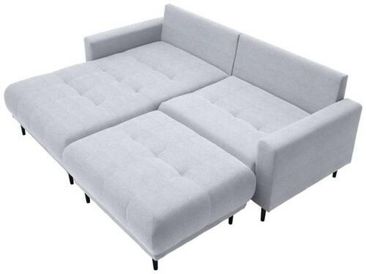 ECKSOFA in Flachgewebe Hellgrau  - Hellgrau/Schwarz, Design, Holz/Textil (215/160cm) - Stylife
