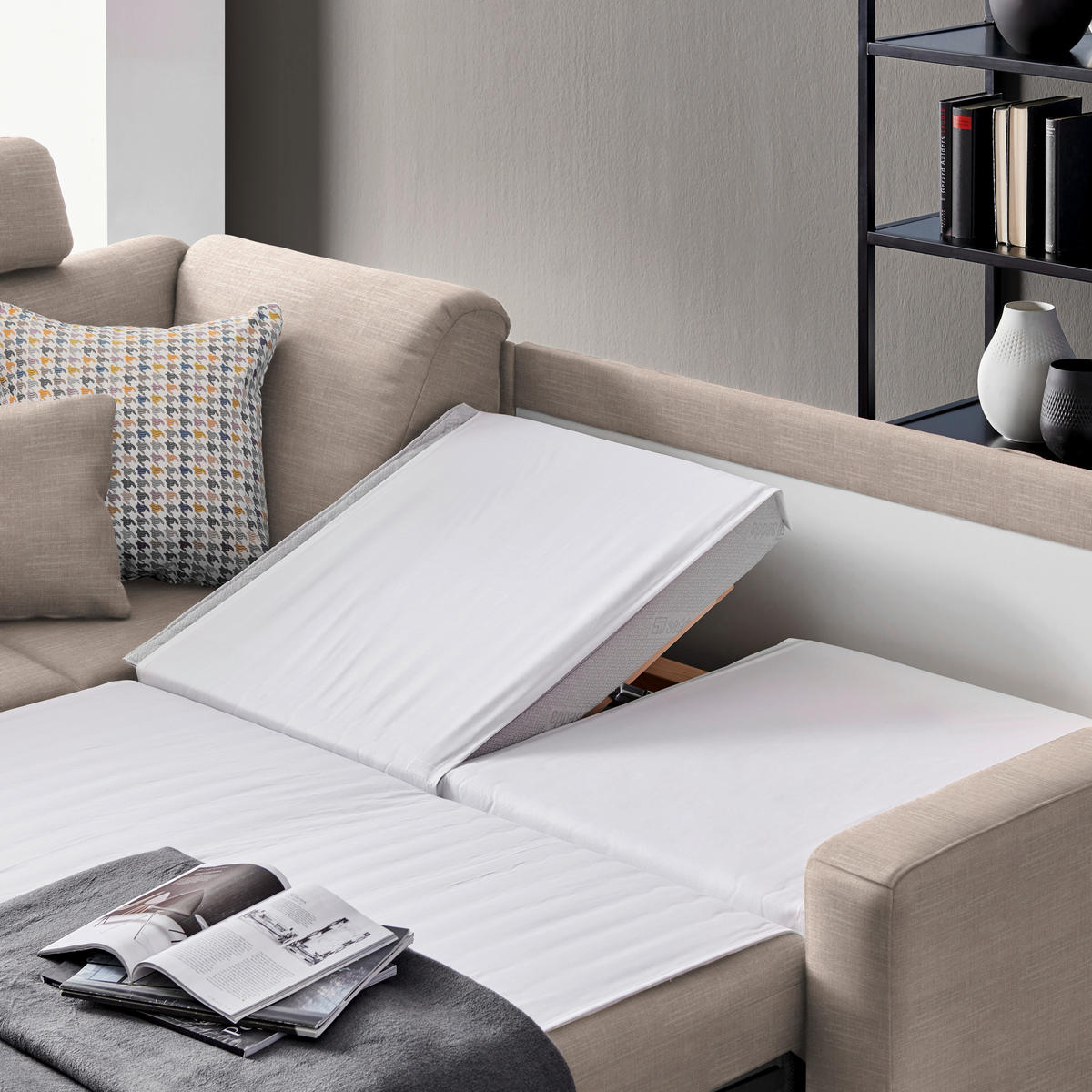 ECKSOFA in Chenille Naturfarben, Beige  208/227 cm  - Beige/Alufarben, KONVENTIONELL, Textil/Metall (208/227cm) - Sedda