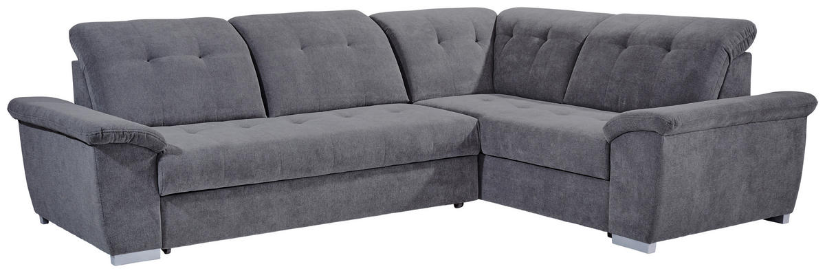 ECKSOFA in Dunkelgrau  - Dunkelgrau/Silberfarben, Design, Kunststoff/Textil (285/206cm) - Livetastic