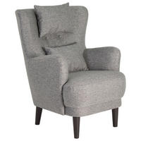OHRENSESSEL in Flachgewebe Grau  - Schwarz/Grau, Design, Holz/Textil (81/106/90cm) - MID.YOU