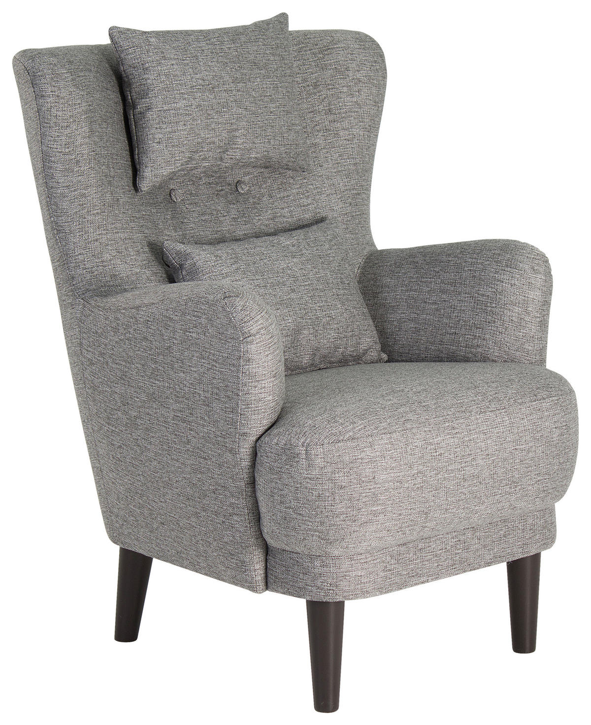 OHRENSESSEL in Flachgewebe Grau  - Schwarz/Grau, Design, Holz/Textil (81/106/90cm) - MID.YOU