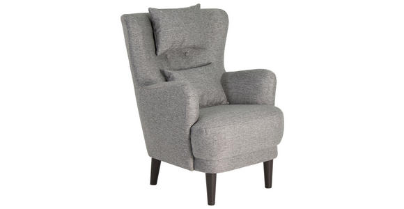 OHRENSESSEL Flachgewebe Grau - Schwarz/Grau, Design, Holz/Textil (81/106/90cm) - Carryhome