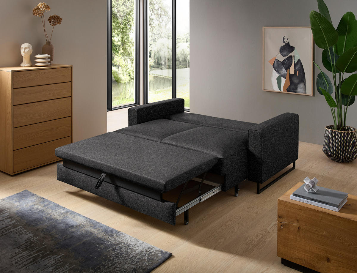 SCHLAFSOFA  in Flachgewebe Anthrazit  - Anthrazit/Schwarz, Design, Textil/Metall (174/90/95cm) - Bali