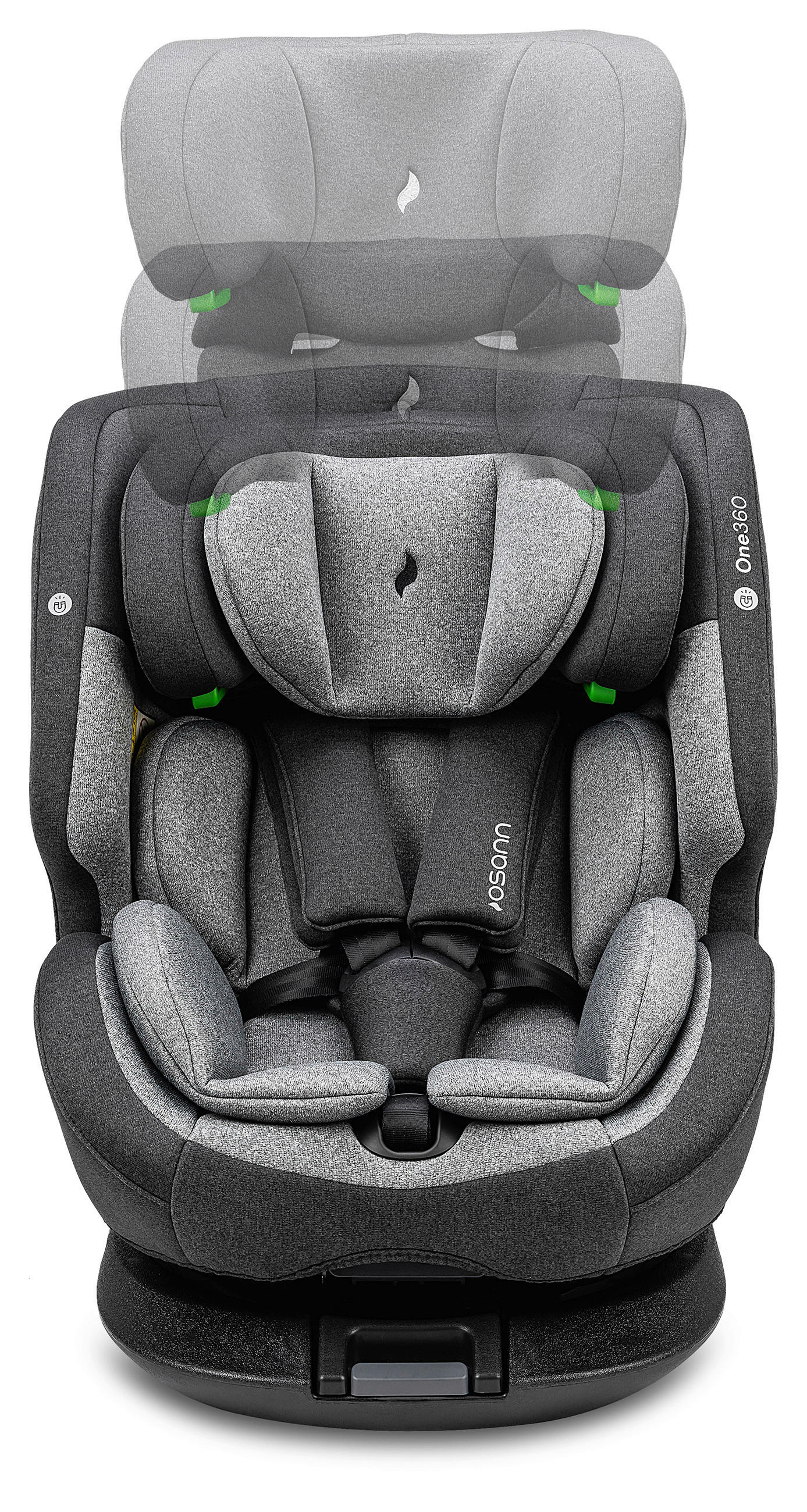 OTOČNÁ AUTOSEDAČKA - šedá/světle šedá, Basics, textil/plast (43/58/48cm) - Osann