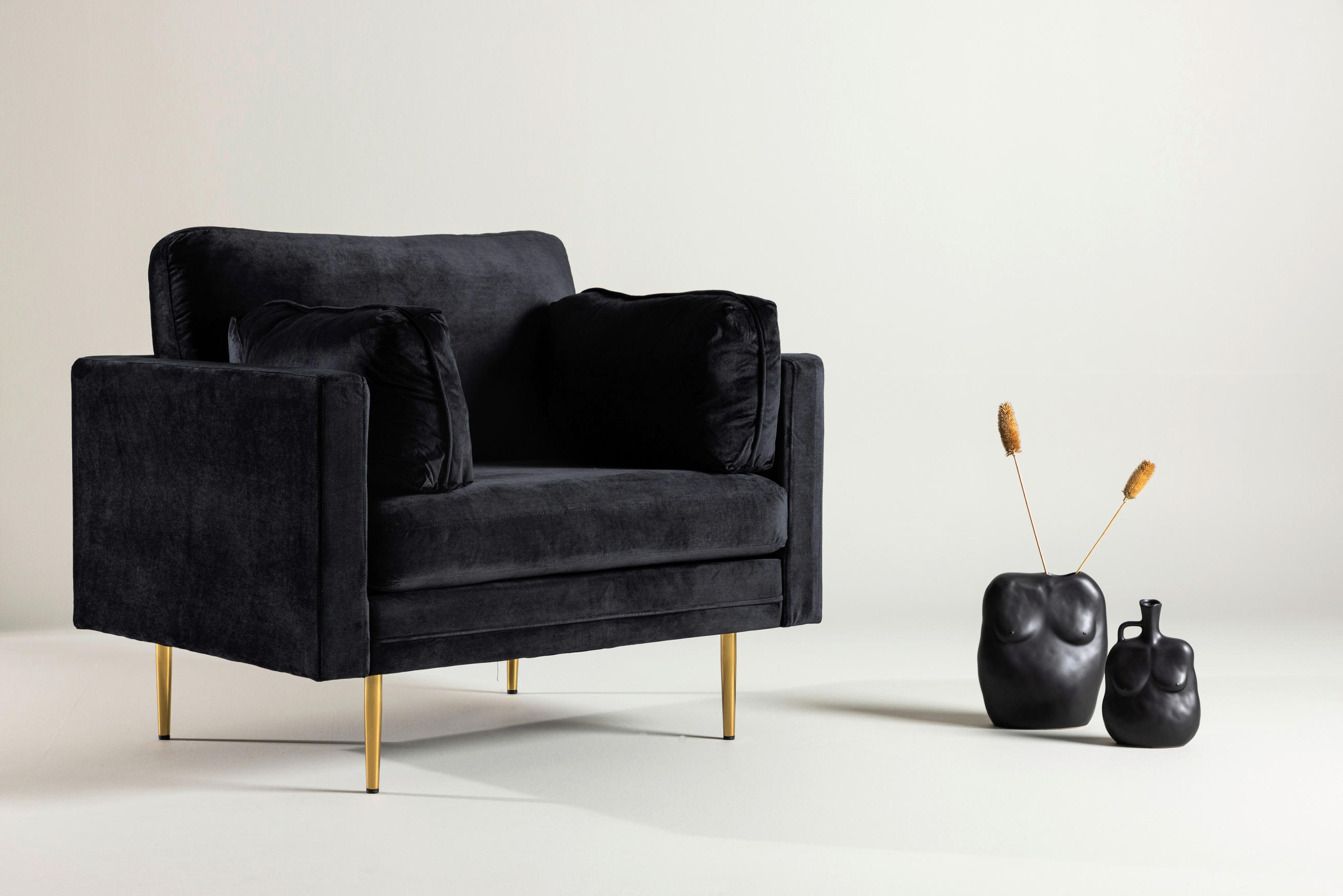 FÅTÖLJ i metall, textil svart, ljusbrun  - ljusbrun/svart, Design, metall/textil (110/84/86cm) - Livetastic