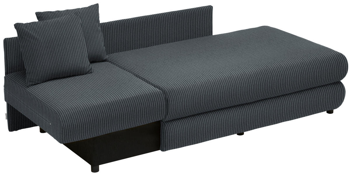 RÉCAMIERE in Cord Grau  - Schwarz/Grau, Design, Kunststoff/Textil (171/71-88/93cm) - Cantus