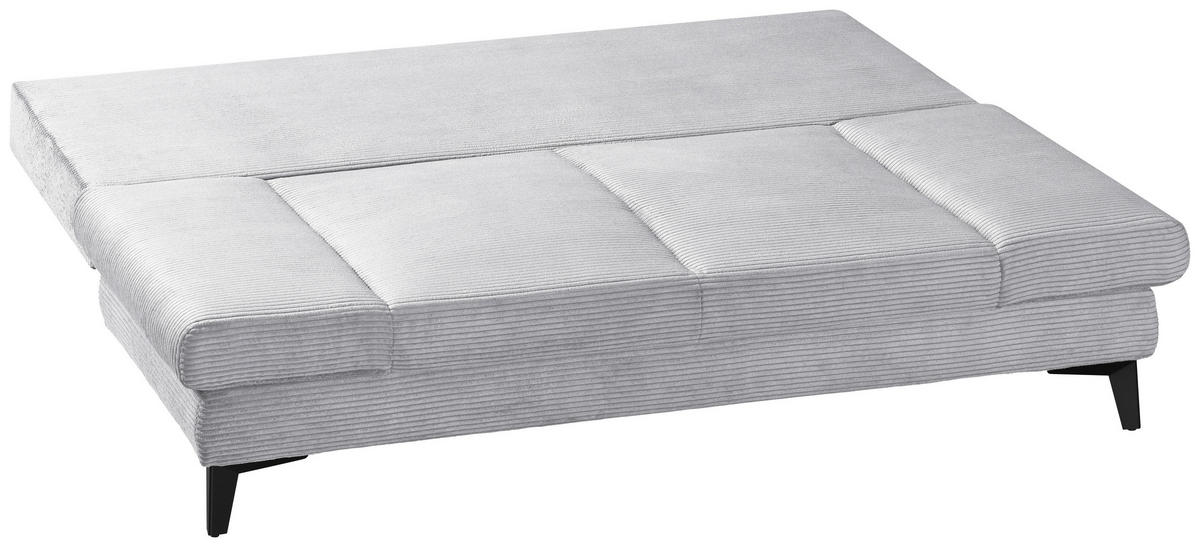 SCHLAFSOFA Cord Hellgrau  inkl. Bettkasten, Schlaffunktion, Armteilverstellung  - Hellgrau/Schwarz, Design, Textil/Metall (200/85/90cm) - Novel