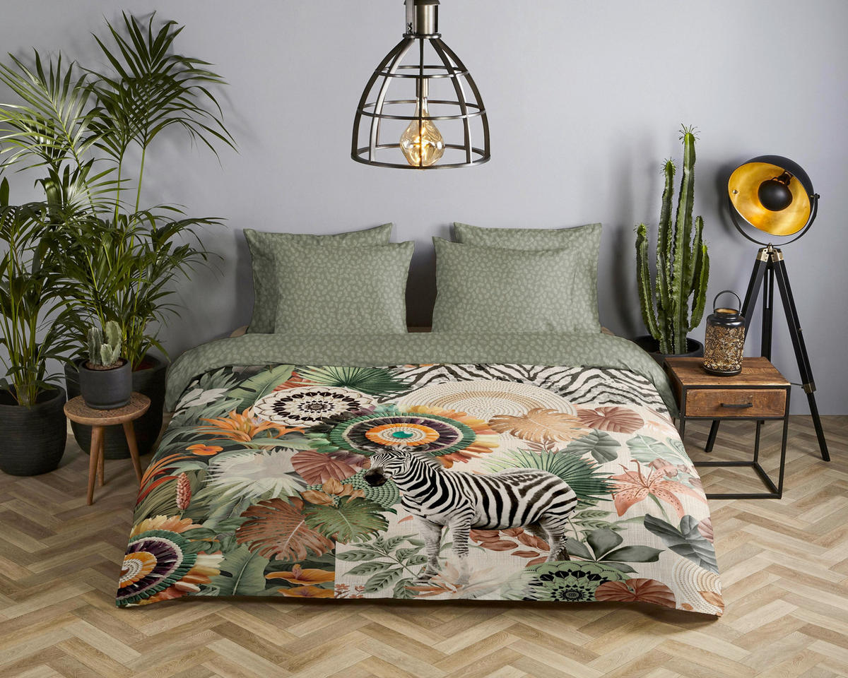 WENDEBETTWÄSCHE 2-teilig HIP Satin 140/200 cm  - Dunkelgrün/Grün, Basics, Textil (140/200cm)