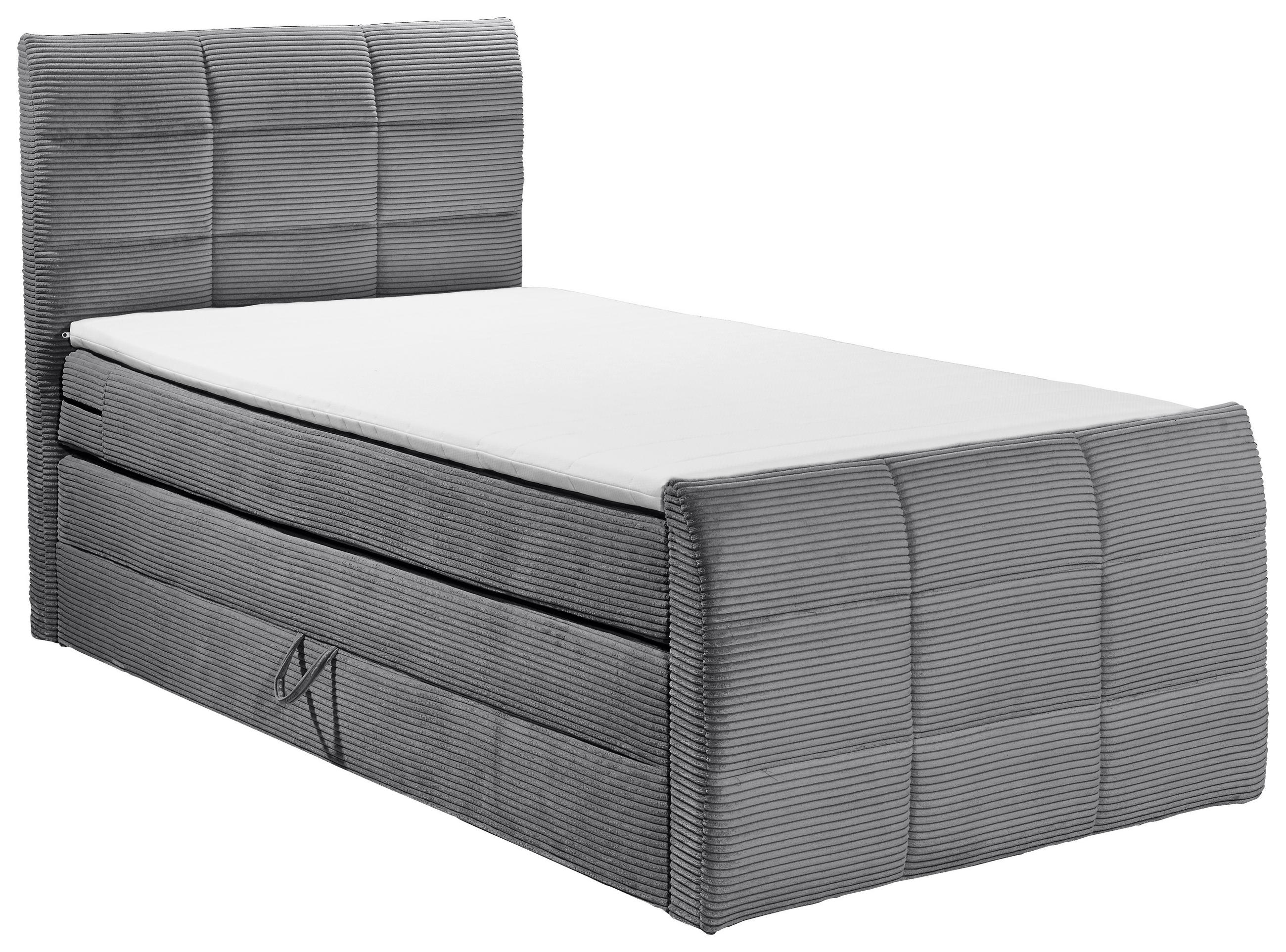 Thumbnail - Mid.you Boxspringbett, Dunkelgrau, Textil, H3 + H4, 7-Zonen, Höhe ca. 16 cm, 100x200 cm, Bettkasten, gepolstertes Kopfte...