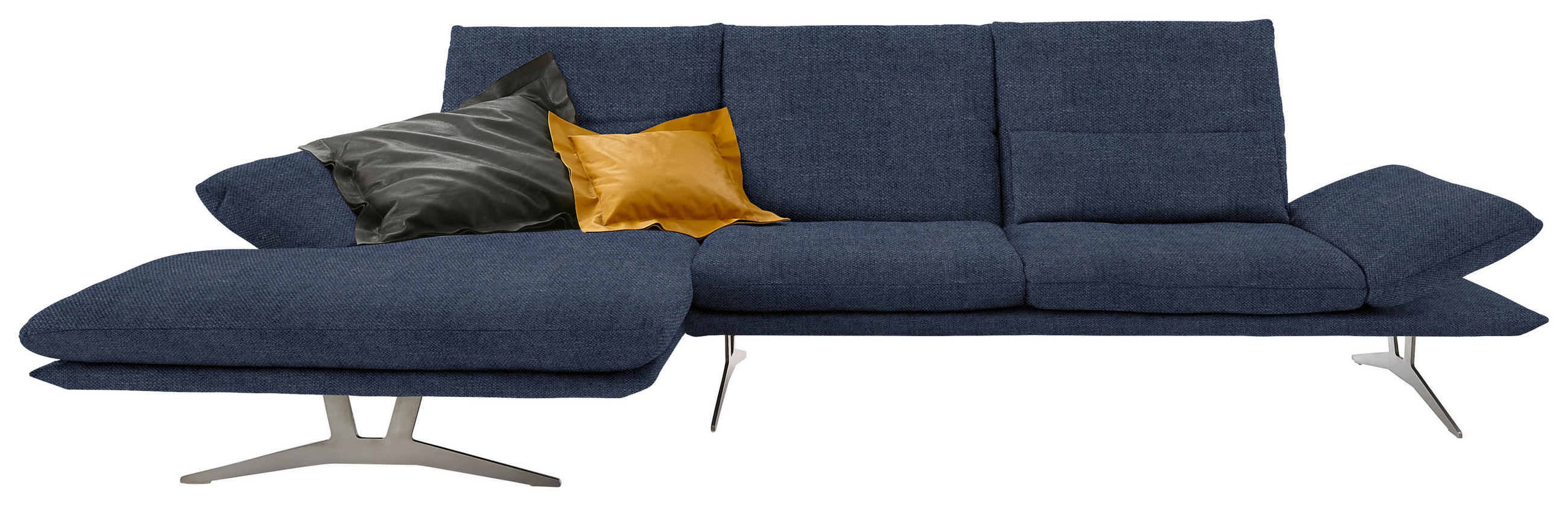 ECKSOFA Blau Flachgewebe  - Blau, Design, Textil/Metall (159/314cm) - Koinor