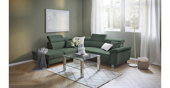 ECKSOFA inkl. Funktionen Waldgrün Cord - Waldgrün/Silberfarben, Design, Textil/Metall (226/257cm) - Xora