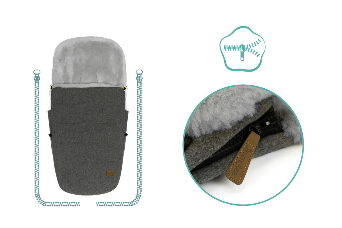 BUGGY-FUßSACK Bernina Wool  - Dunkelgrau, Trend, Textil/Fell (50/100cm) - Jimmylee
