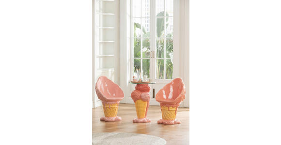 BEISTELLTISCH in Kunststoff, Glas  - Pink/Beige, LIFESTYLE, Glas/Kunststoff (48/70,5cm) - Ambia Home