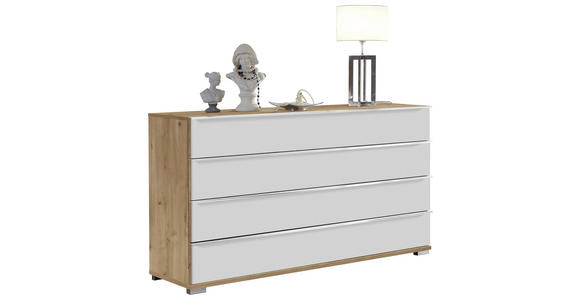 SIDEBOARD Weiß, Eiche Bianco  - Chromfarben/Eiche Bianco, Basics, Glas/Holzwerkstoff (149/82/42cm) - Venda