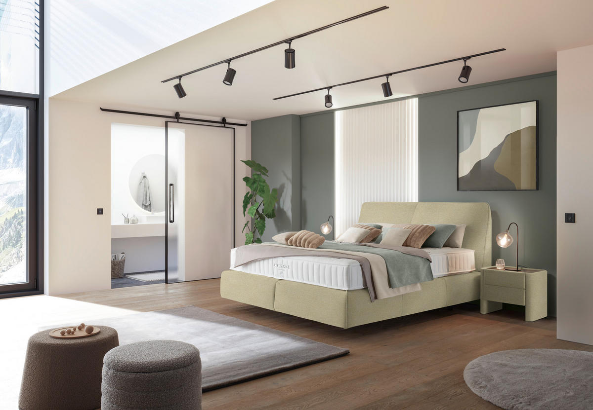 BOXSPRINGBETT 200/200 cm  Creme  - Creme/Schwarz, Design, Kunststoff/Textil (200/200cm) - Johann Jakob