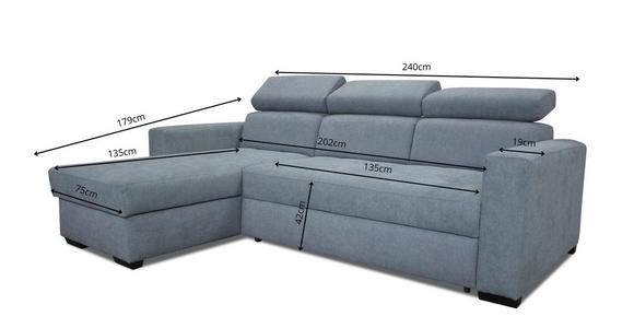 ECKSOFA Greige Webstoff  - Greige/Schwarz, Design, Kunststoff/Textil (179/240cm) - Carryhome