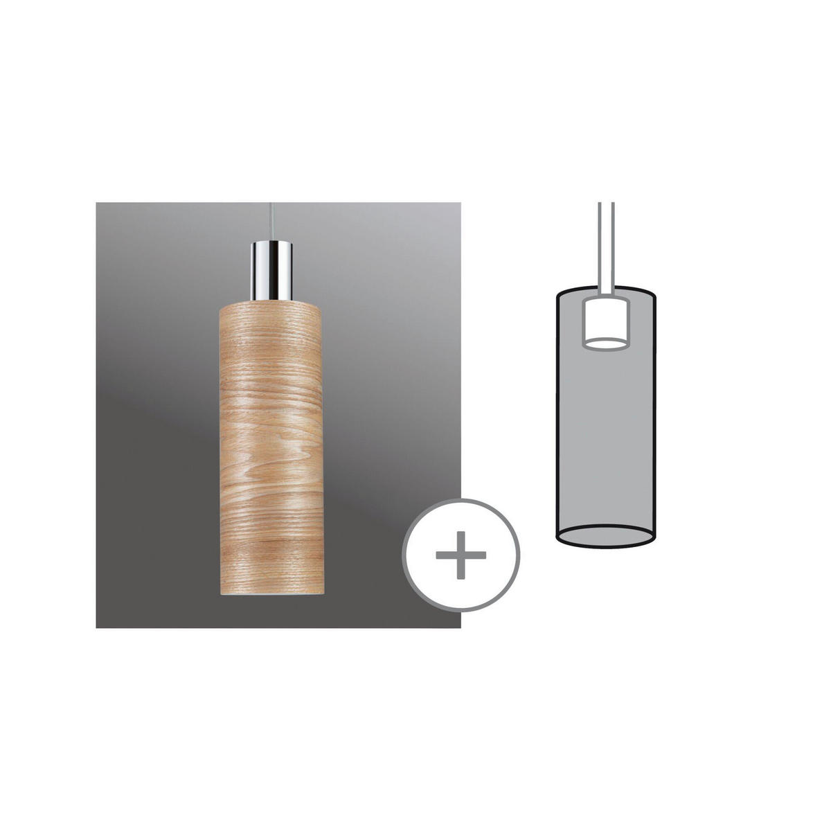 SCHIENENSYSTEM-LEUCHTENSCHIRM 11/30 cm   - Eichefarben, Basics, Holz (11/30cm) - Paulmann