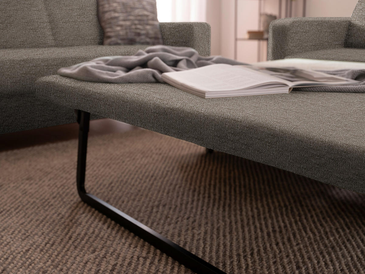 3-SITZER-SOFA in Flachgewebe Hellbraun  - Chromfarben/Hellbraun, Design, Textil/Metall (195/83/85cm) - Xora