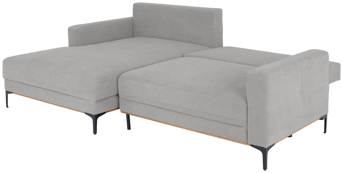 ECKSOFA Hellgrau  - Hellgrau/Schwarz, MODERN, Textil/Metall (162/238cm) - Ondega
