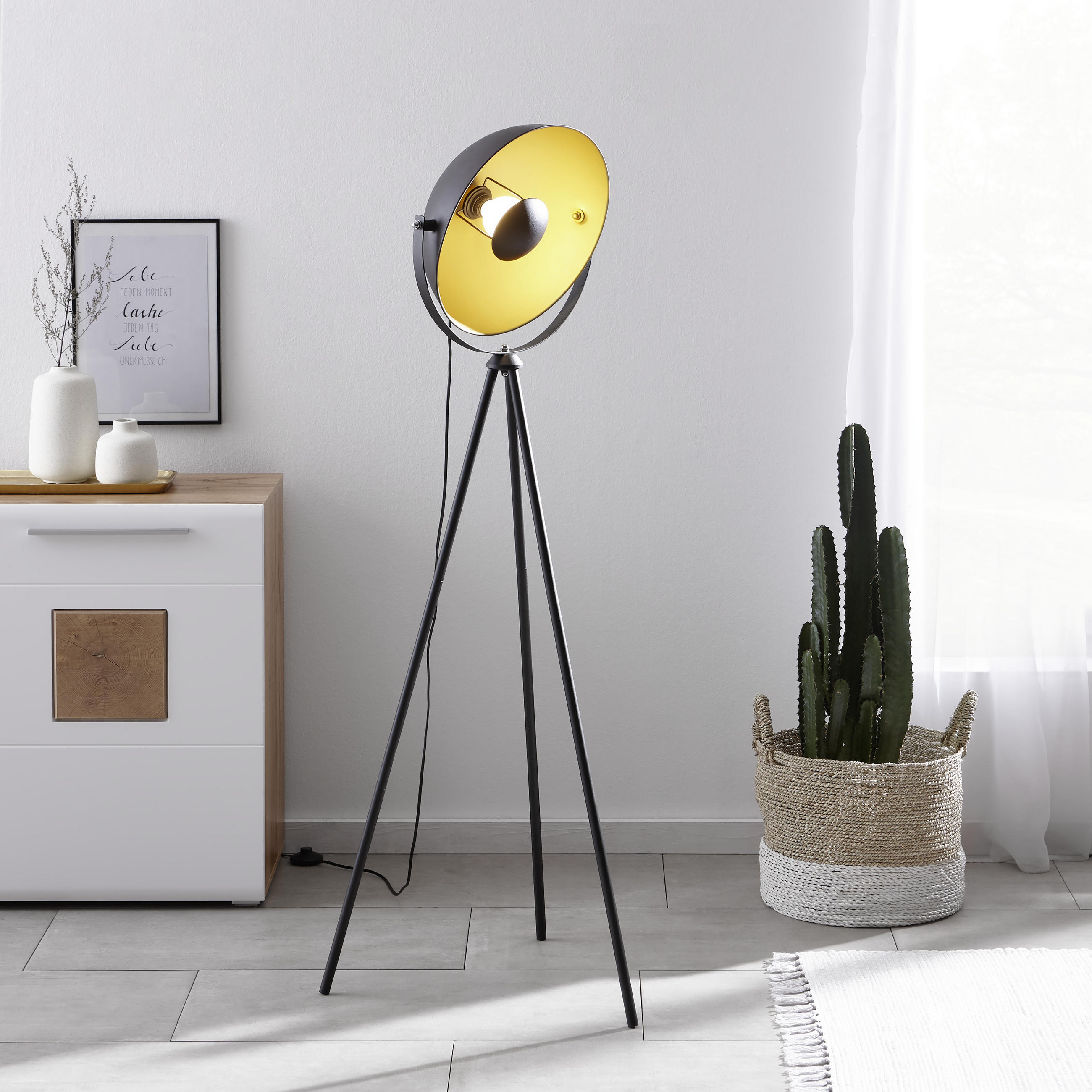 STOJACÍ LAMPA, 40/160 cm  - černá/barvy zlata, Basics, kov (40/160cm) - Marama