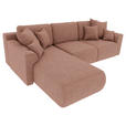 ECKSOFA in Lederlook Taupe  - Taupe/Chromfarben, KONVENTIONELL, Kunststoff/Textil (195/293cm) - Carryhome