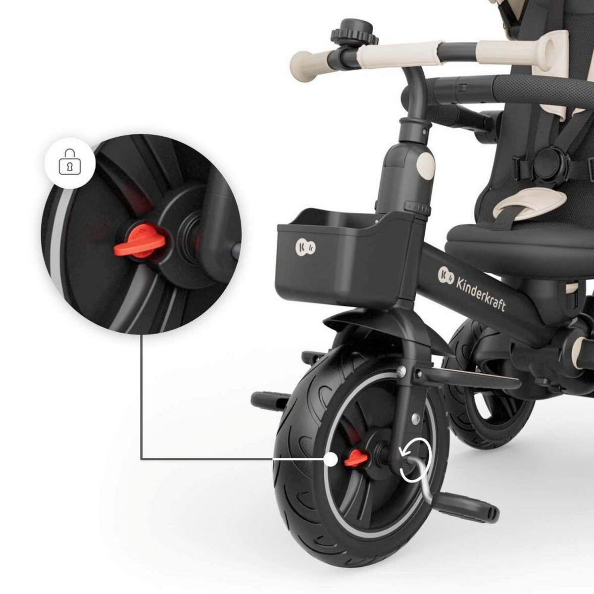 TRICIKL  SPINSTEP 2 PLUS  - bež, Basics, metal/plastika (112/51.5/109cm) - Kinderkraft