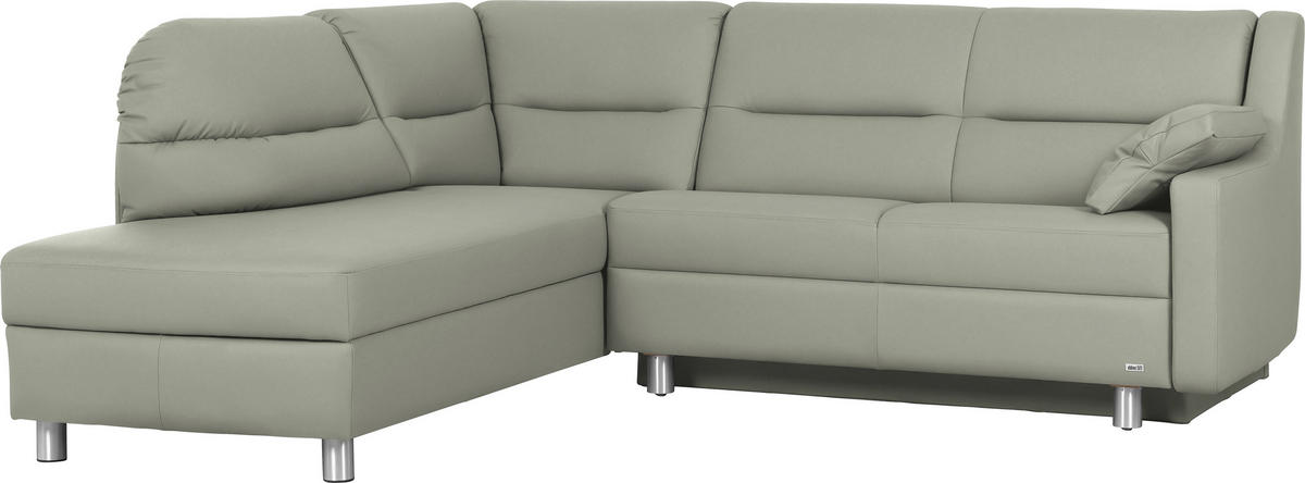 ECKSOFA in Echtleder Grau  208/226 cm  - Alufarben/Grau, KONVENTIONELL, Leder/Metall (208/226cm) - Sedda