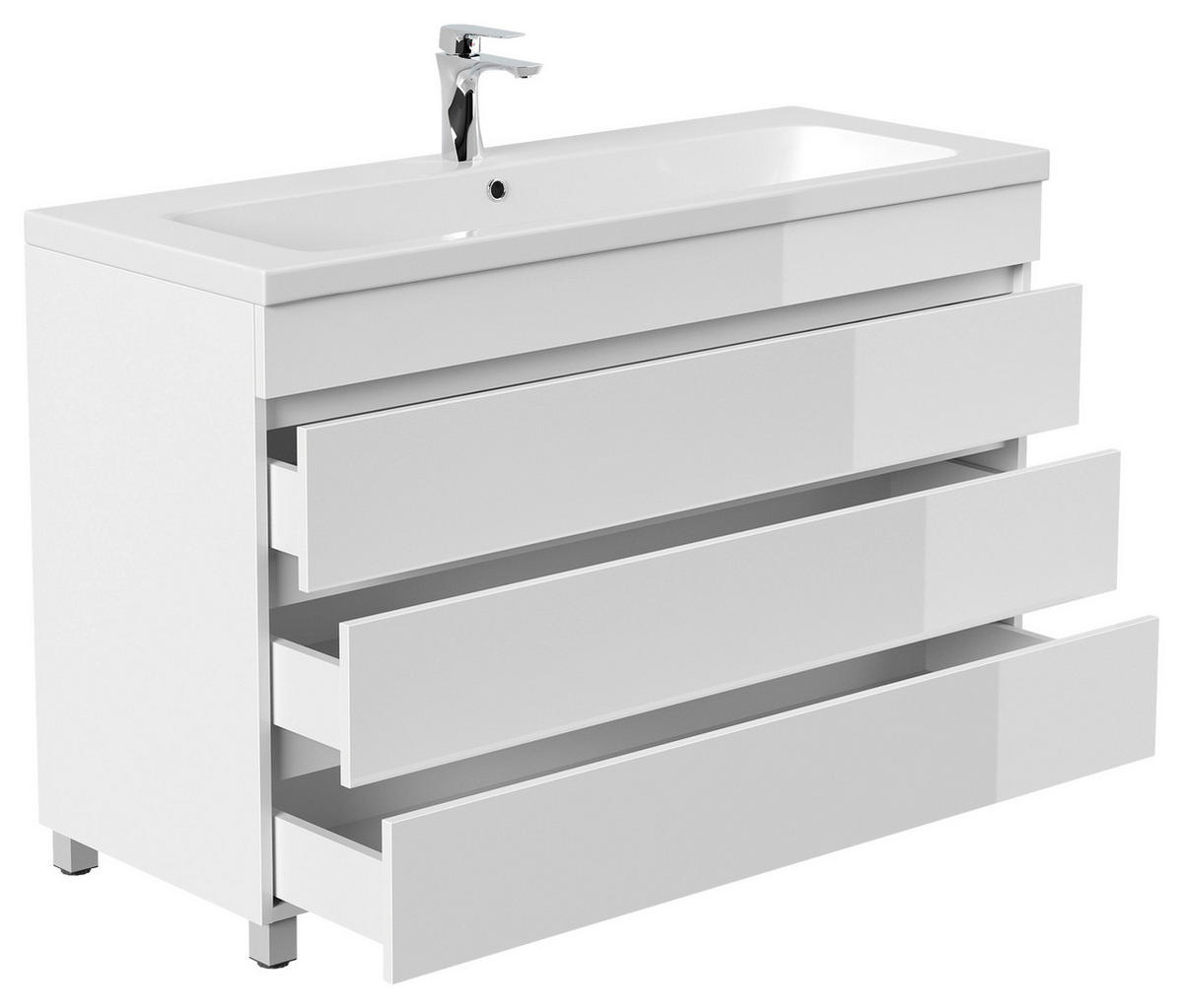 WASCHTISCHKOMBI 120 cm  - Weiß Hochglanz/Weiß, Basics, Holzwerkstoff/Stein (120cm) - MID.YOU