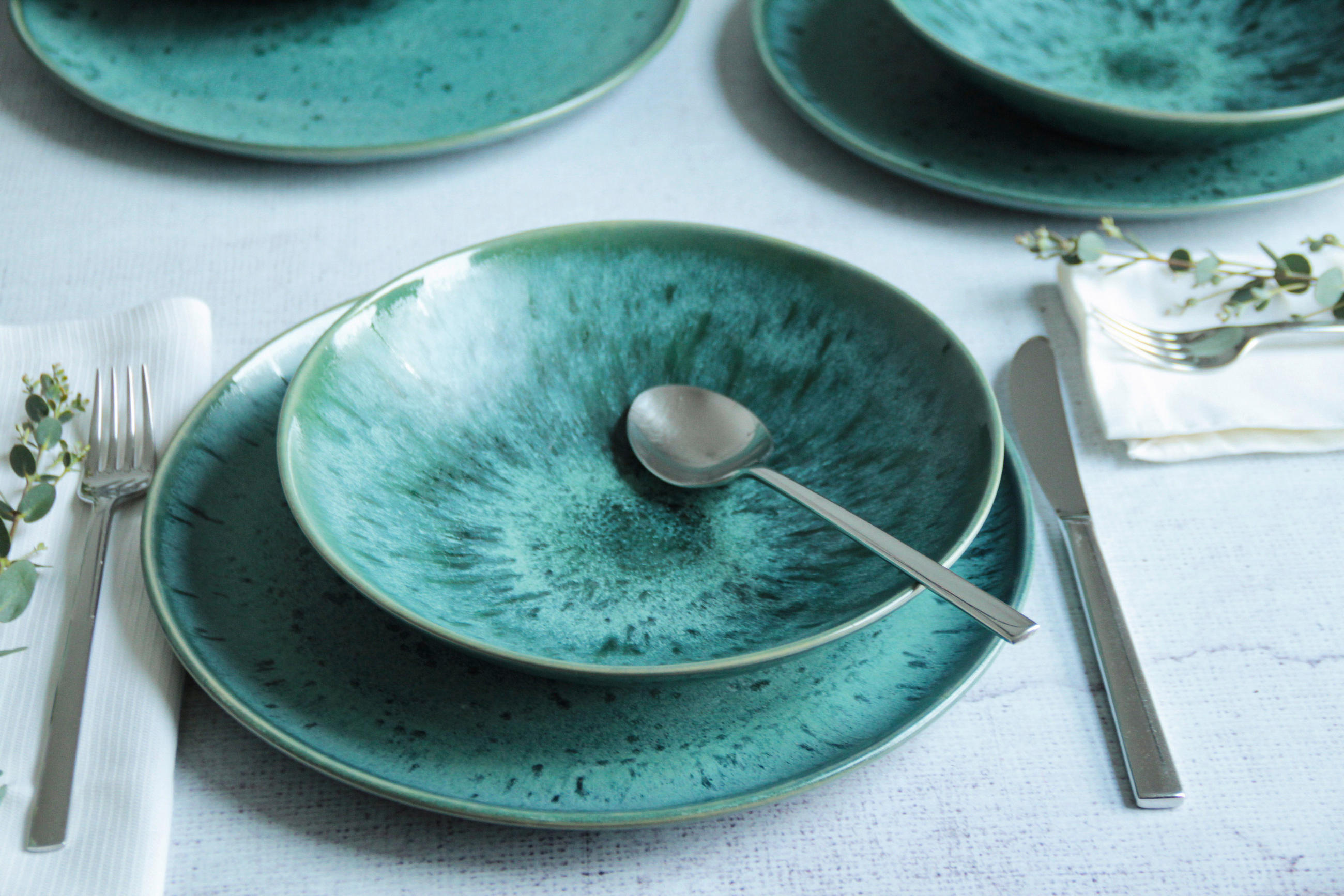 TAFELSERVICE Blau 8-teilig Carellia  - Blau, Trend, Keramik - Mäser