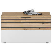 SCHUHBANK Weiß, Eiche Artisan, Dunkelgrau  - Dunkelgrau/Silberfarben, Design, Kunststoff (85/48/38cm) - MID.YOU