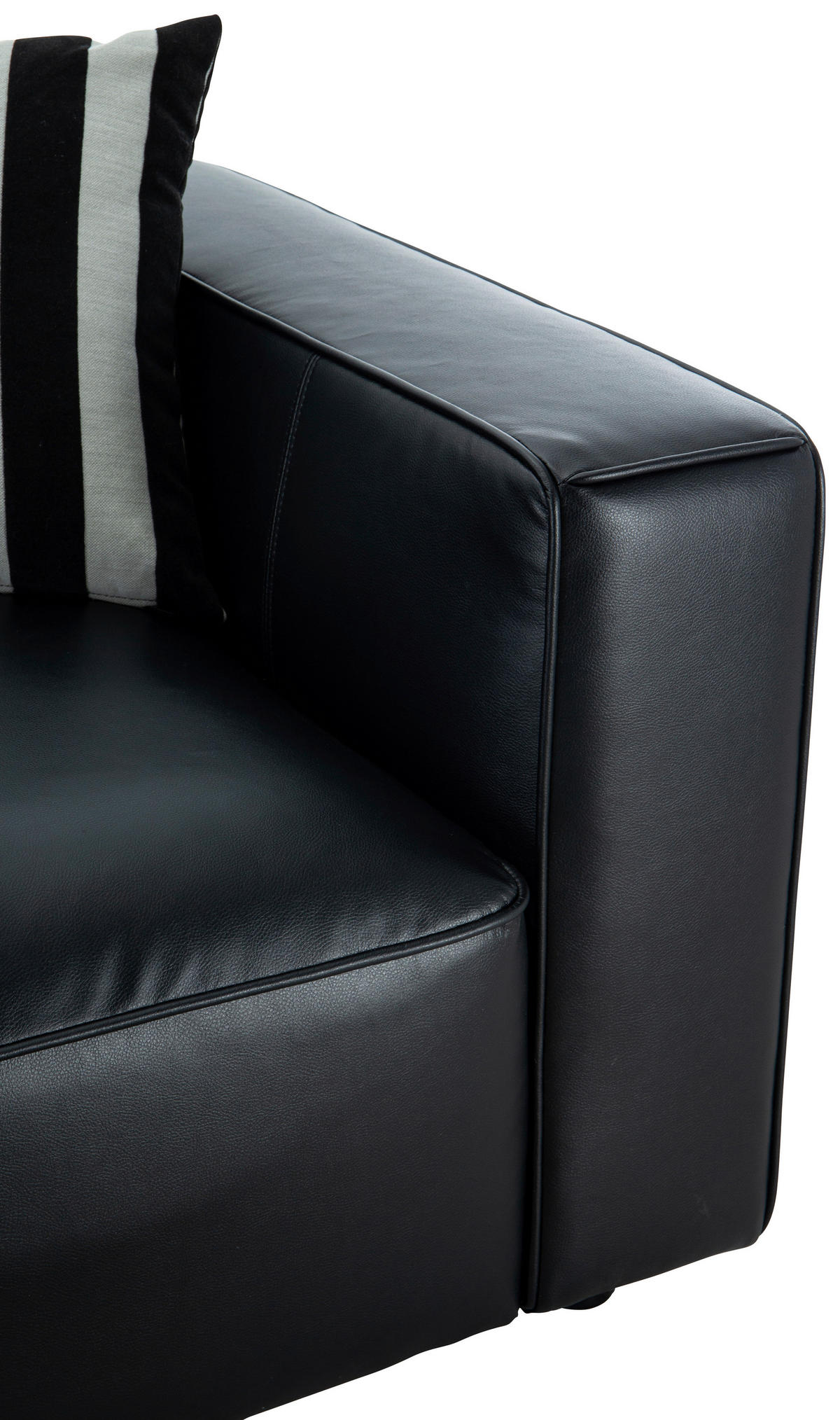 3-SITZER-SOFA LOTTA Lederlook Schwarz  - Schwarz/Weiß, Design, Kunststoff/Textil (232/66/95cm) - Livetastic
