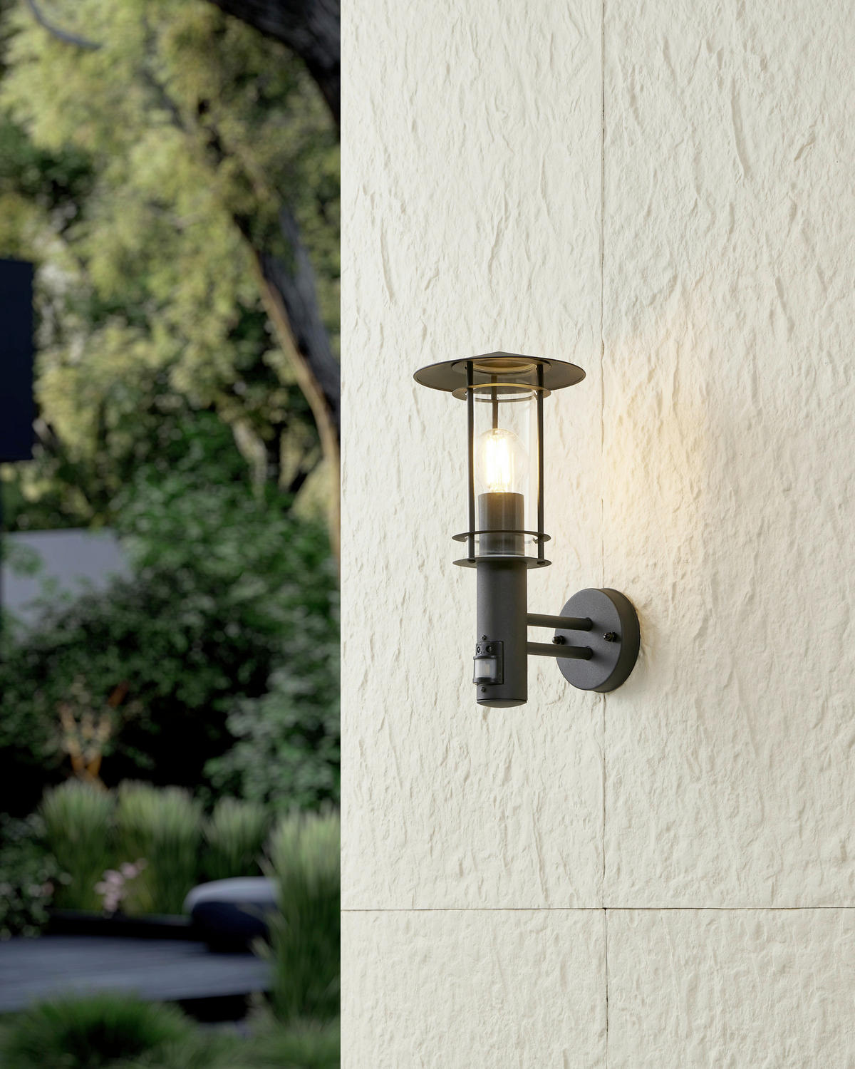 AUßENWANDLEUCHTE 25,8/32,8 cm   - Klar/Schwarz, Design, Glas/Metall (25,8/32,8cm) - Eglo