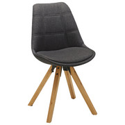 STUHL Webstoff Eichefarben, Dunkelgrau - Eichefarben/Dunkelgrau, Design, Holz/Textil (49/87,5/56cm) - Carryhome