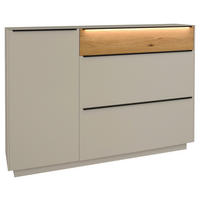 SCHUHSCHRANK Eiche massiv Eichefarben, Kaschmir  - Kaschmir/Eichefarben, Design, Glas/Holz (160/110/32cm) - Novel