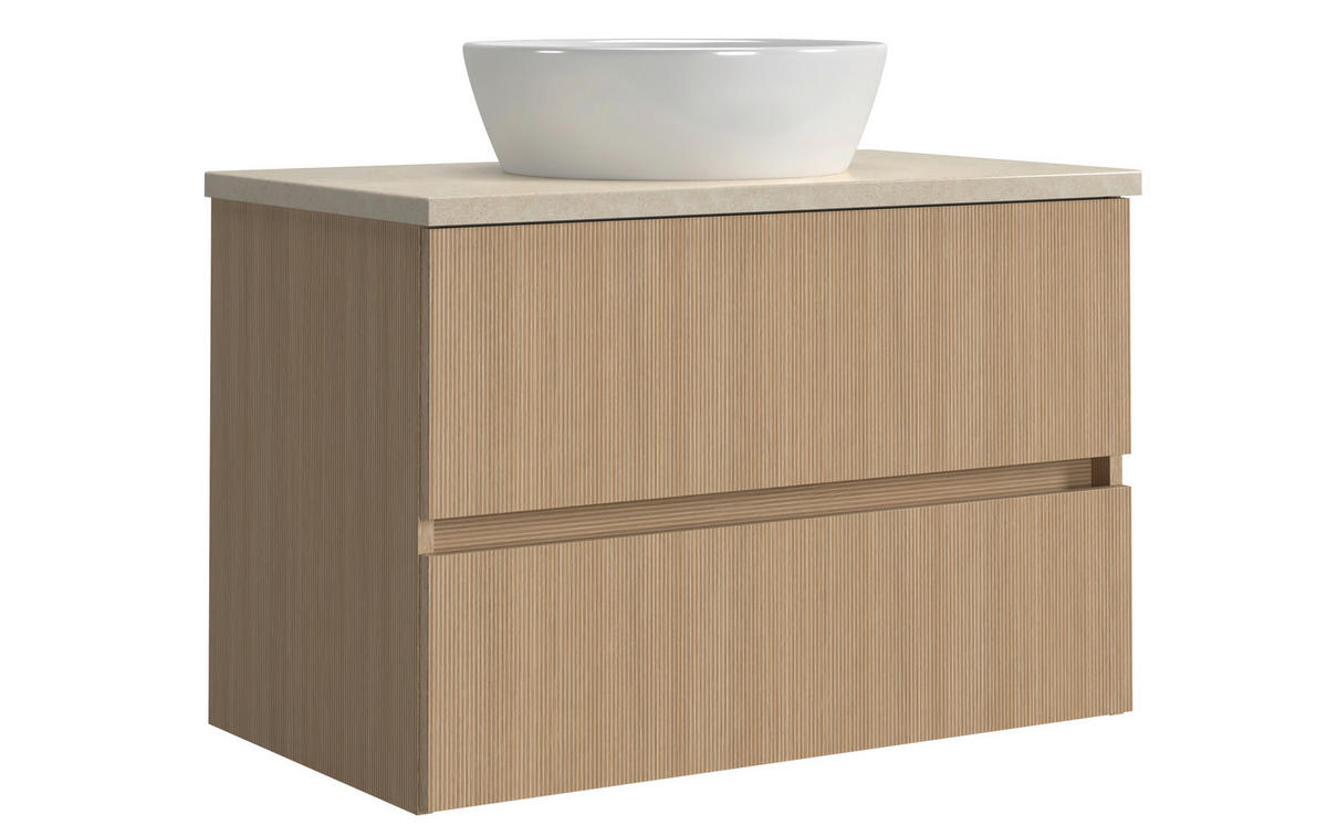 WASCHTISCHKOMBI 80 cm  - Sandfarben/Eichefarben, KONVENTIONELL, Keramik/Holzwerkstoff (80cm) - Xora