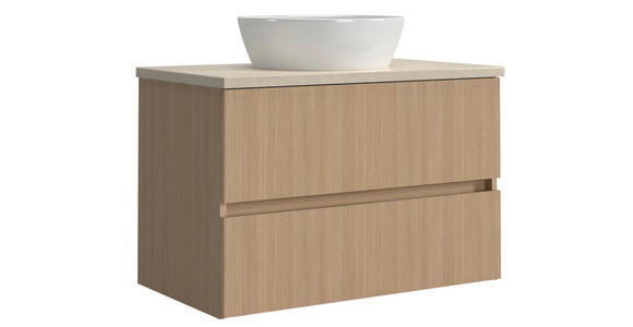 WASCHTISCHKOMBI 80 cm  - Sandfarben/Eichefarben, KONVENTIONELL, Keramik/Holzwerkstoff (80cm) - Xora