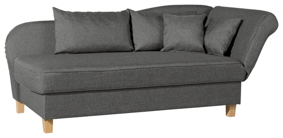 RÉCAMIERE Anthrazit Flachgewebe  - Anthrazit/Buchefarben, Design, Holz/Textil (190/82/88cm) - Max Winzer