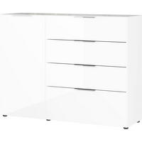 ŠIROKÁ KOMODA, biela, 134/102/42 cm - čierna/biela, Modern, kov/kompozitné drevo (134/102/42cm) - Premium Living