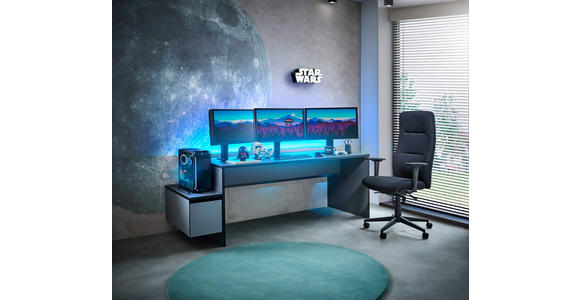 GAMINGTISCH Dunkelgrau  - Dunkelgrau, MODERN, Holzwerkstoff (180/80/75cm) - Novel