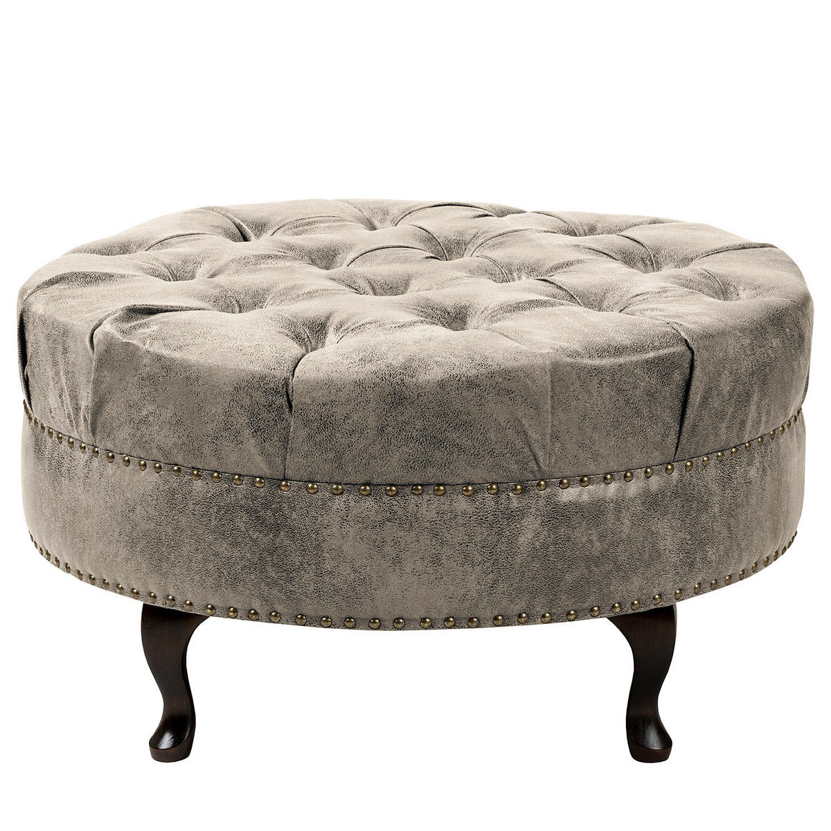 HOCKER Textil Hellgrau  - Hellgrau/Braun, Design, Holz/Textil (80/45/80cm) - Livetastic