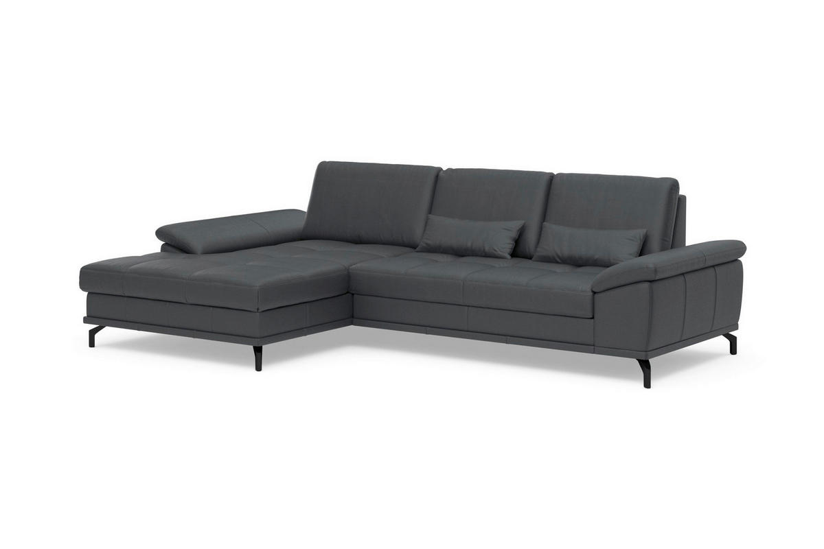 ROHOVÁ SEDAČKA, koža, čierna - čierna, Basics, kov/koža (176/301cm) - Sit & More