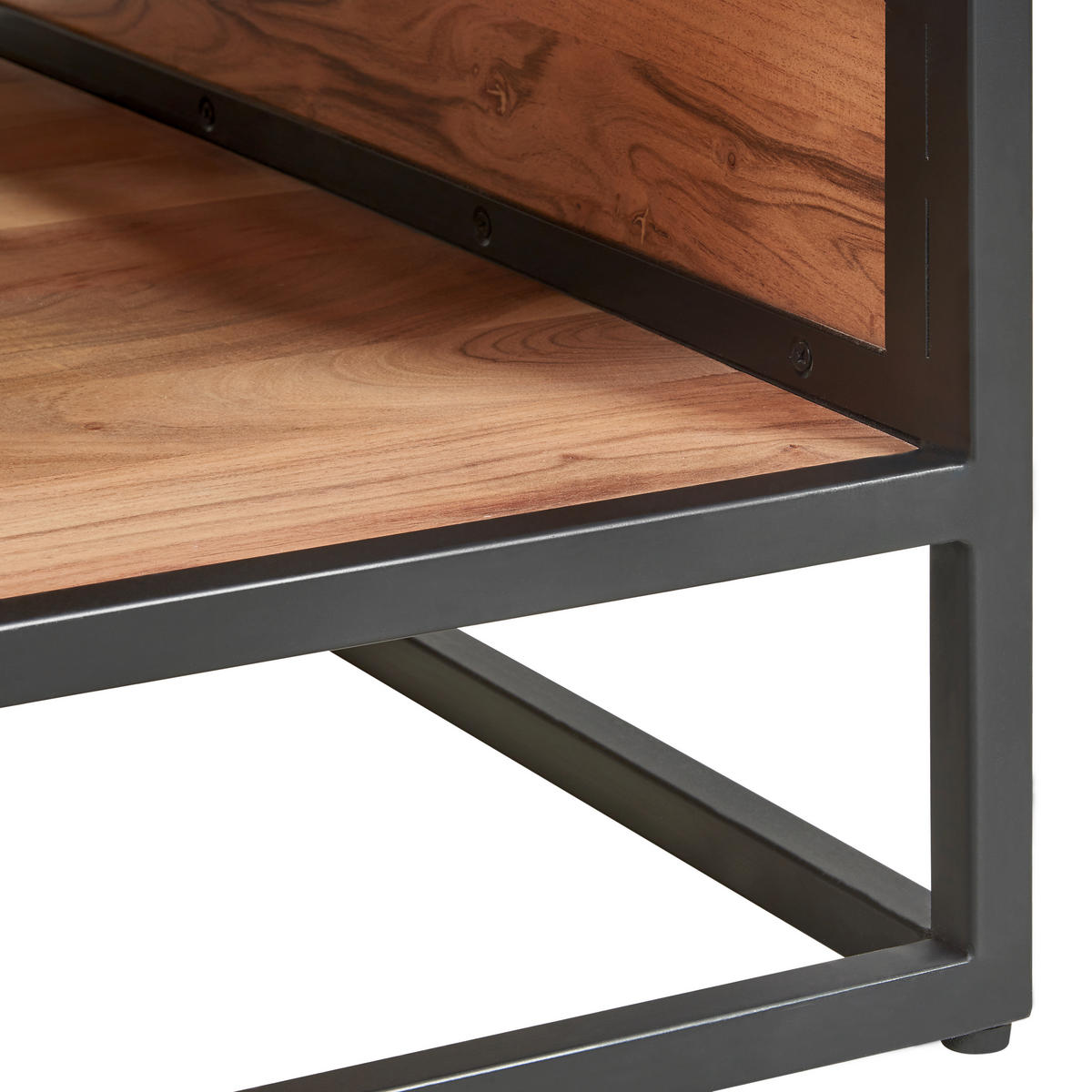 COUCHTISCH Urban Garden 2.0 Akazie massiv 70/99/41 cm rechteckig Honig, Schwarz  - Schwarz/Honig, Design, Holz/Metall (70/99/41cm) - MID.YOU