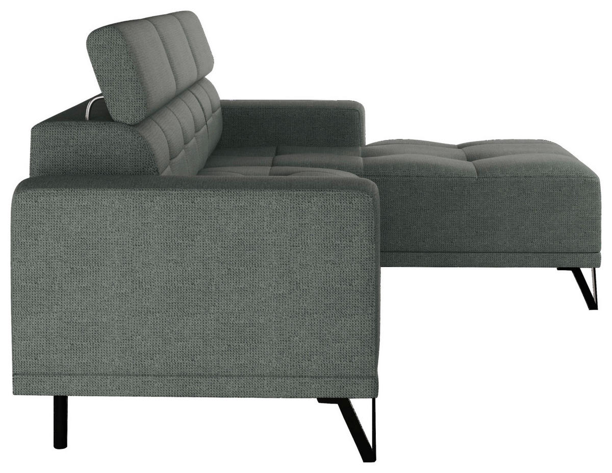 ECKSOFA Waldgrün Chenille  - Waldgrün/Schwarz, KONVENTIONELL, Textil/Metall (264/178cm) - Hom`in