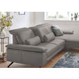 ECKSOFA Rivello in Echtleder Grau  328/193 cm  - Schwarz/Grau, Design, Leder/Metall (328/193cm) - Dieter Knoll