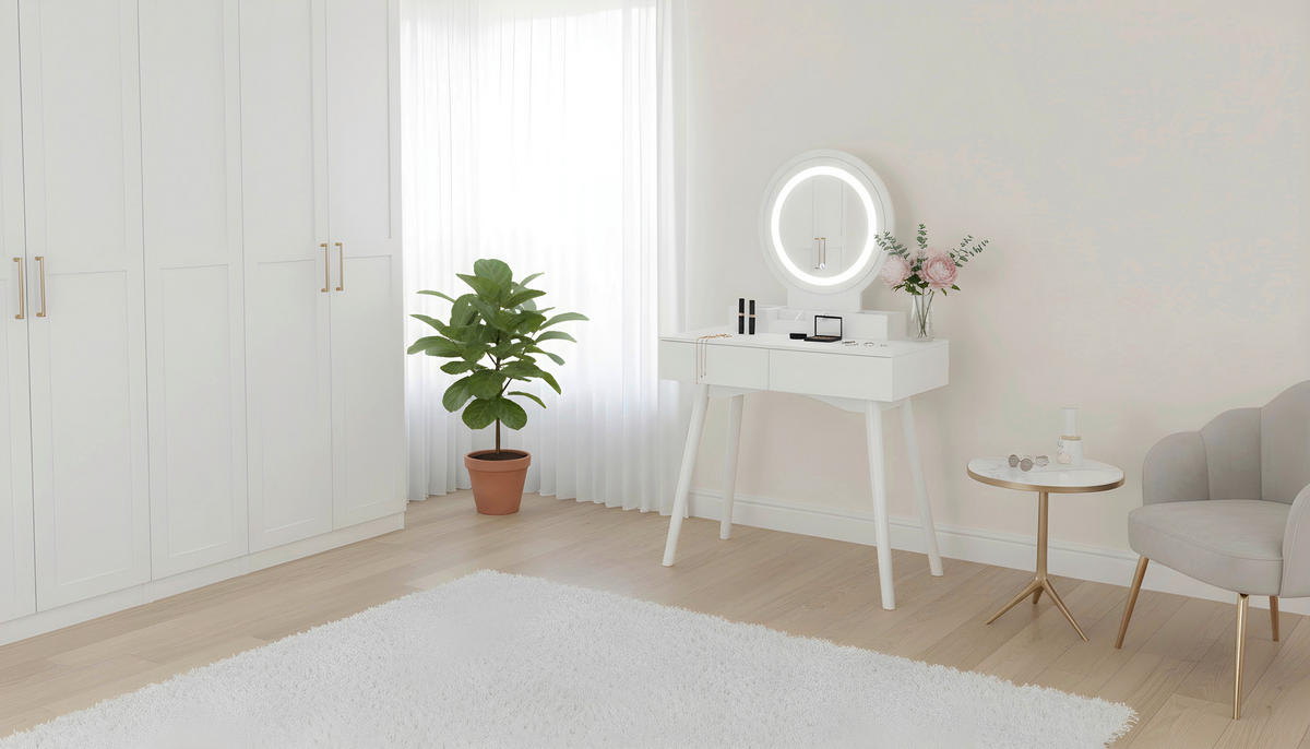 SCHMINKTISCH 80/40/139 cm, Weiß  - Weiß, Trend, Glas/Holz (80/40/139cm) - Carryhome