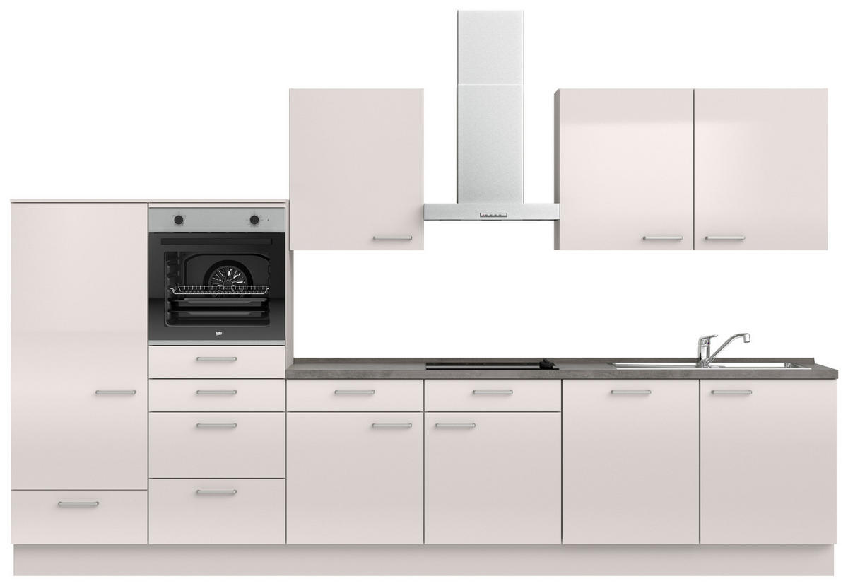 KÜCHENBLOCK Flash 360 cm  in Schieferfarben, Seidengrau  - Schieferfarben/Edelstahlfarben, MODERN, Holzwerkstoff/Metall (360cm) - Nobilia
